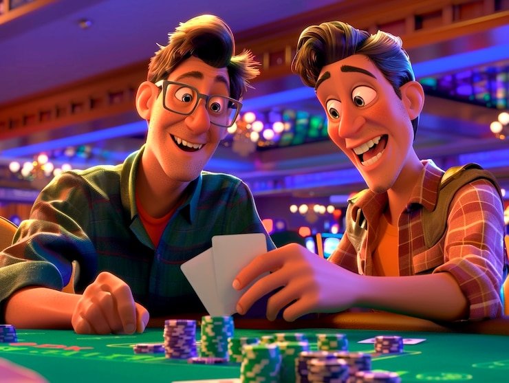 Mesin slot dengan tampilan warna-warni dan lampu gemerlap di casino